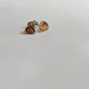 Brand New $318 Citrine Stud Earrings in 14k White Gold